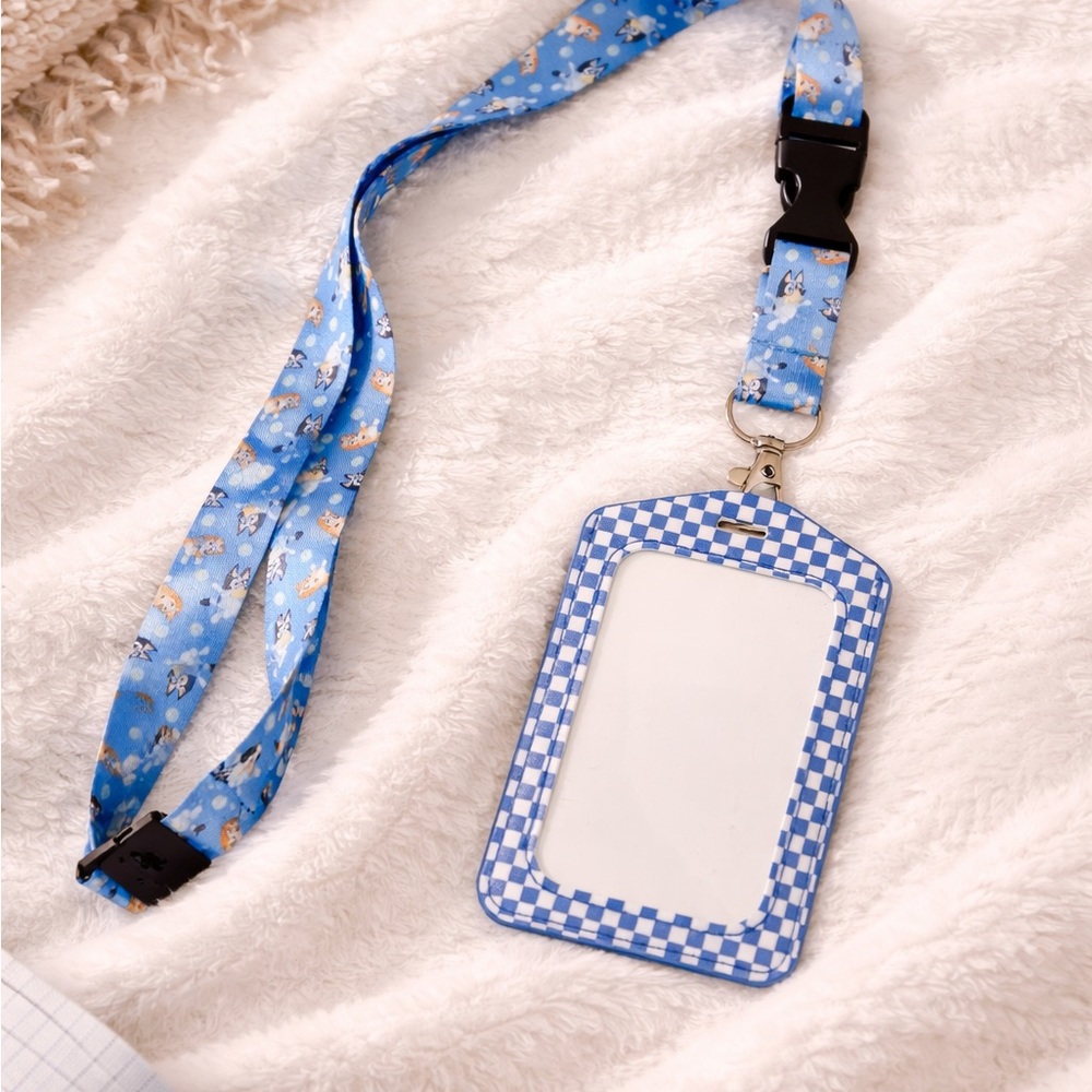 Blue Checkered Kids Lanyard